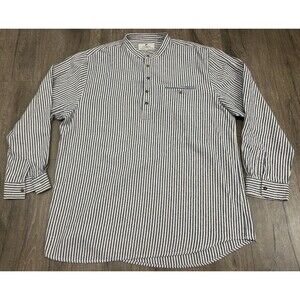 Lee Valley Ireland Grandfather Flannel Striped Cotton Shirt Men 5XL